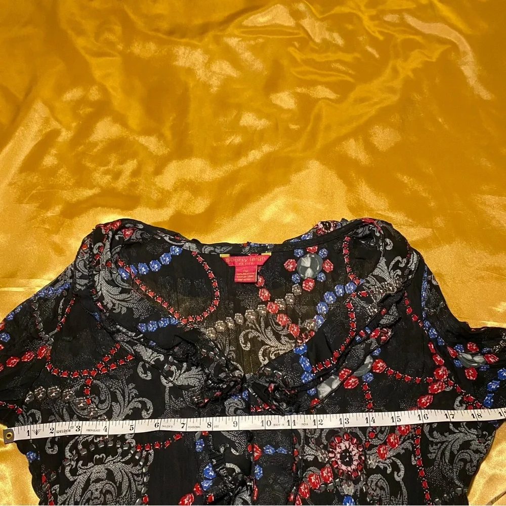 Sunny Leigh Black Ruffle Bell Sleeve Blouse